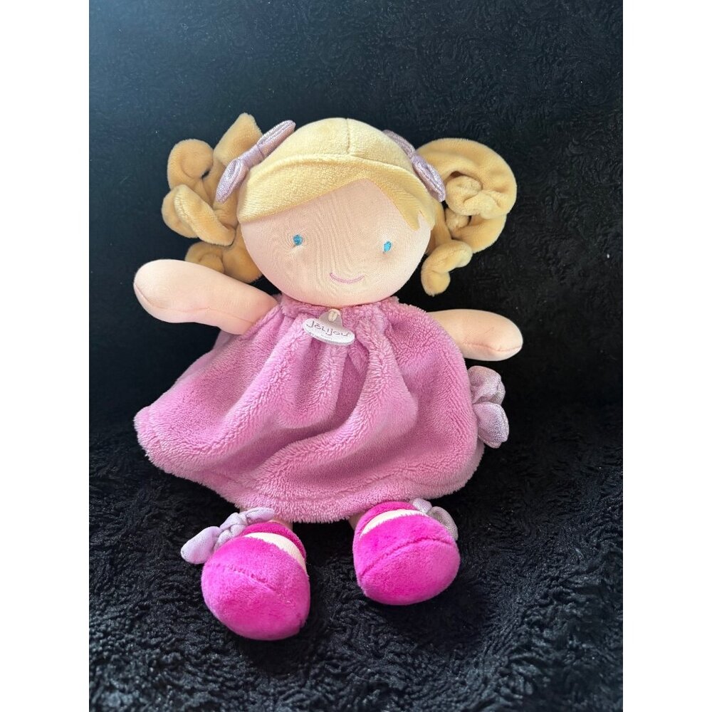 Joujou Paris Demoiselle Pretty Rose Soft Plush Doll Pink Dress Blonde Hair